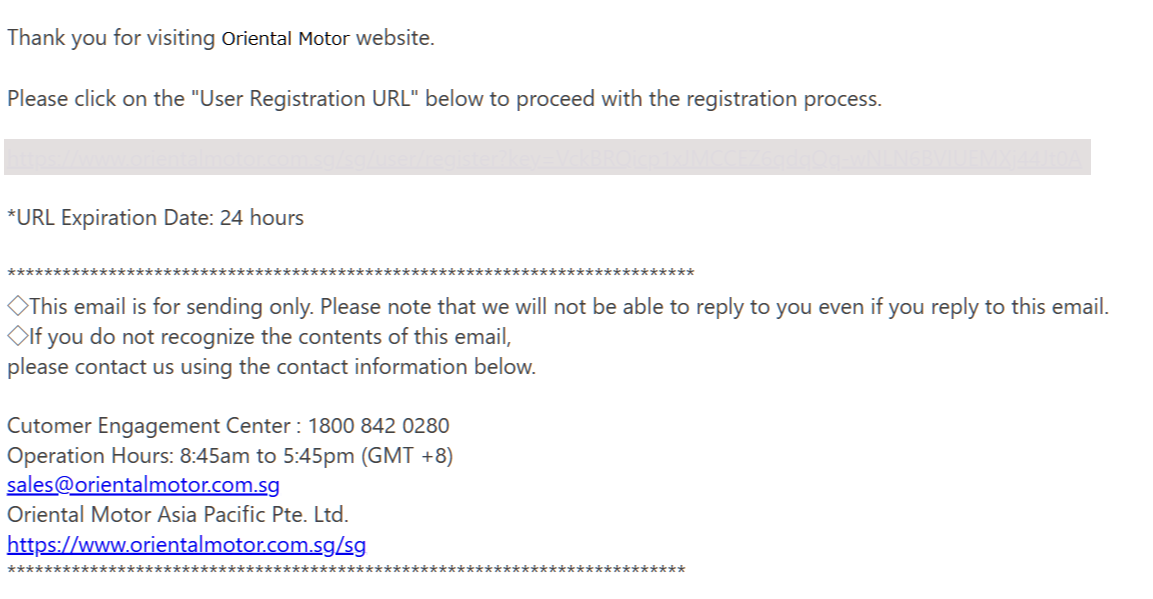 2. Click on the URL that is sent to the email address you have specified