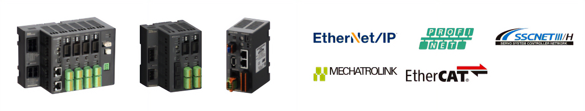 Industrial network compatible drivers EtherNet/IP, PROFINET, SSCNET III/H, MECHATROLINK-III, EtherCAT