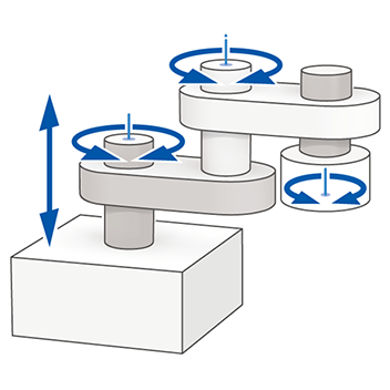 SCARA: 2-Link Base Axis Up-Down + Rz Axis