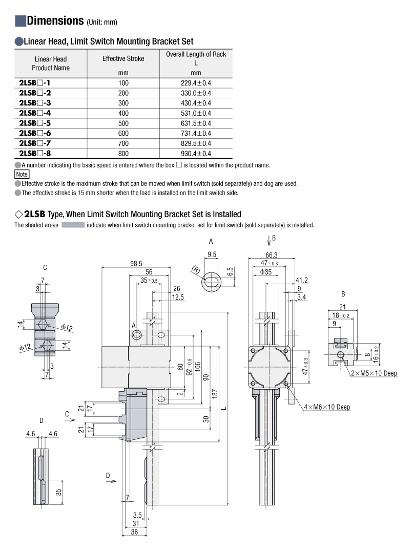 Limit Switch Mounting Bracket Set (When Assembled to 2LSB Type)