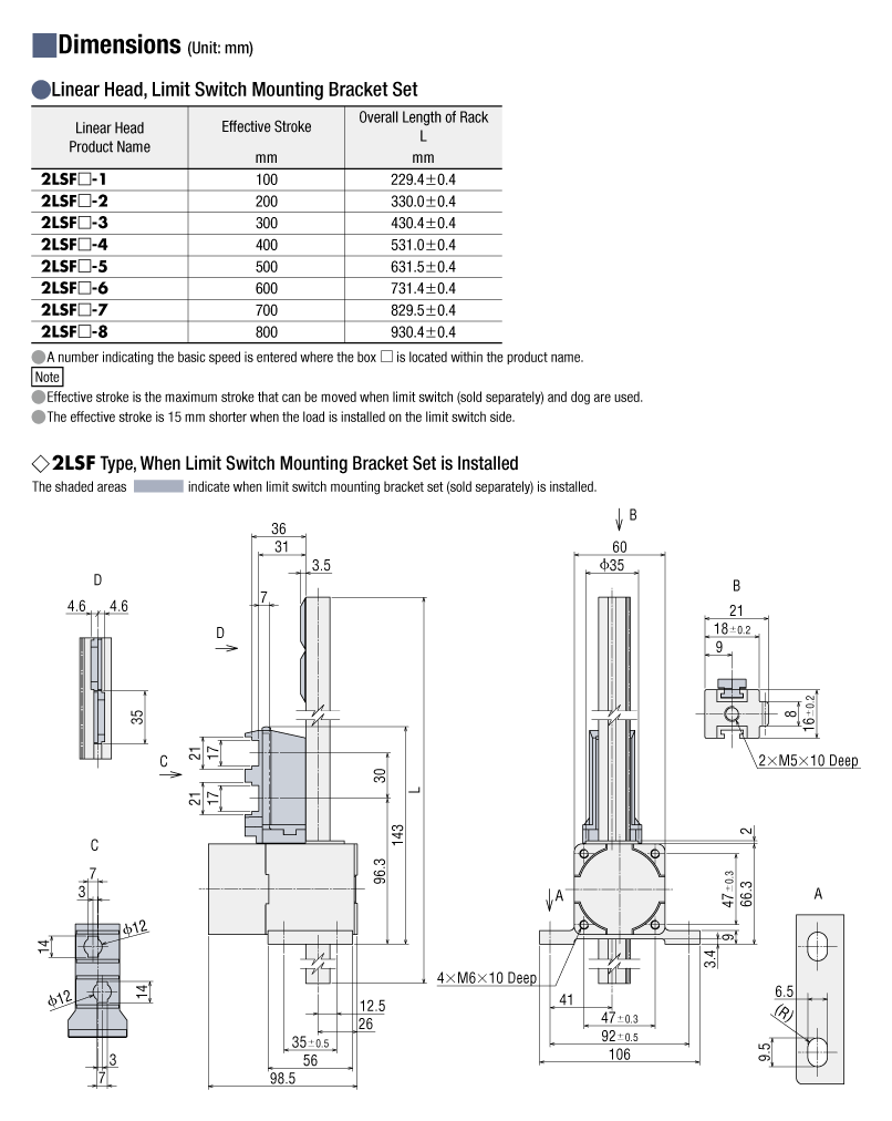 Limit Switch Mounting Bracket Set (When Assembled to 2LSF Type)